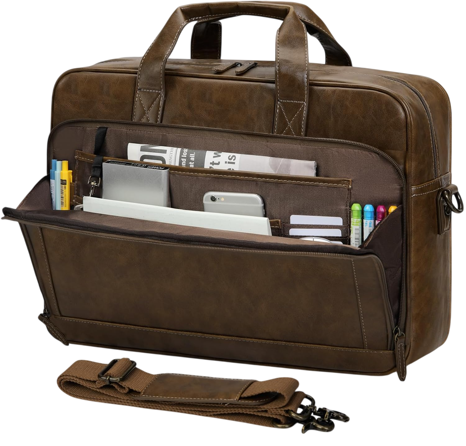 Rainsmore Mens Laptop Bag 16 Inch Leather Briefcase