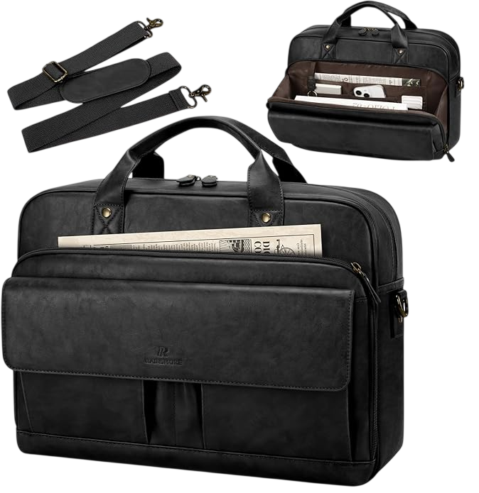 Rainsmore Mens Laptop PU Leather Messenger Bag