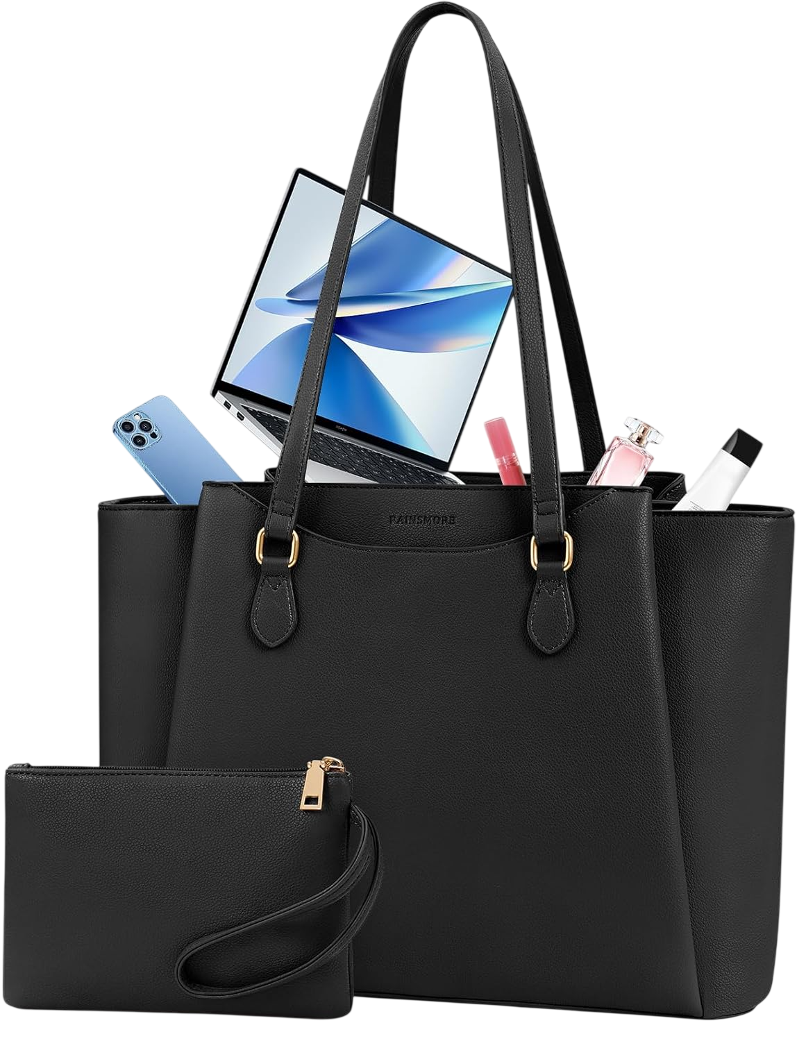 Laptop Bag for Women 15.6 Inch, Black by Rainsmore